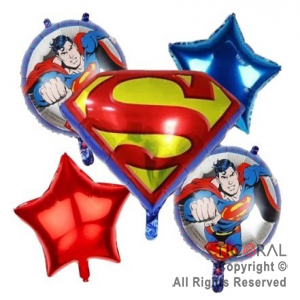 SET DE GLOBOS METALIZADO SUPERMAN 5 UNIDADES 